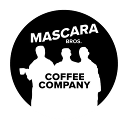 The Mascara Bros Coffee logo — the cousins' silhouette with a coffee cup